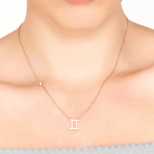 Celestia Luxe Necklace: Sparkling Gemini (Silver)