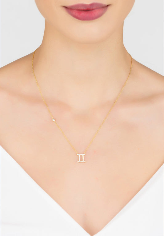 Celestia Luxe Necklace: Sparkling Gemini (Gold)