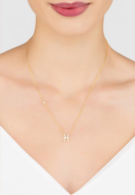 Celestia Luxe Necklace: Dreamy Pisces (Gold)